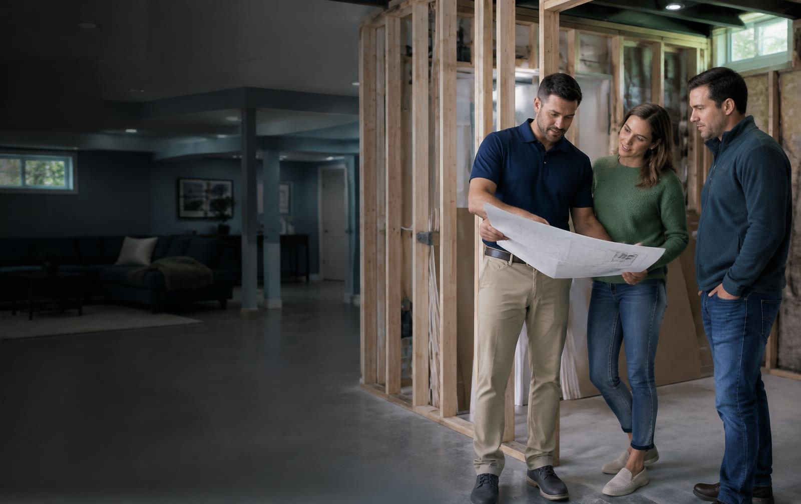 Home service contractor discussing a residential improvement project with a homeowner